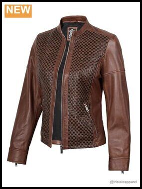 Genuine Lambskin Leather Cafe Racer Biker Jacket for Women